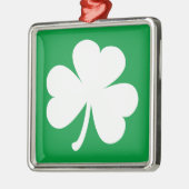 Lucky Irish Kleeblatt | Grün/Weiß Silbernes Ornament (Links)