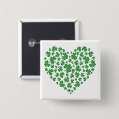 Lucky Irish Kleeblatt Heart Button (Vorne & Hinten)