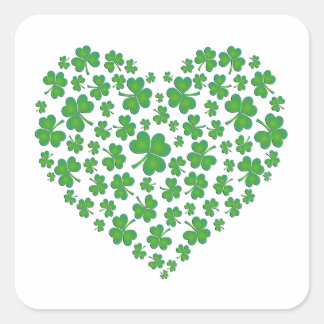 Lucky Irish Kleeblatt Heart Quadratischer Aufkleber
