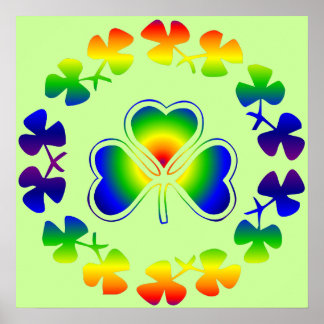 Lucky Irish | Kleeblatt-Regenbogenpflaster Poster