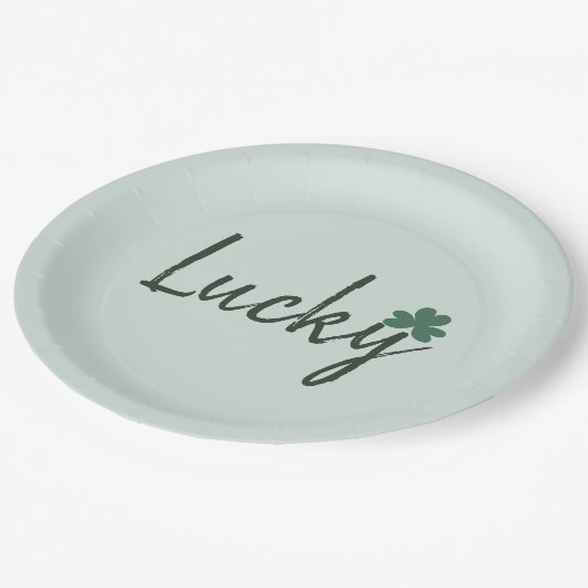 Lucky Irish Kleeblatt St Patricks Day Pappteller (Schrägansicht)