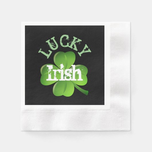 Lucky Irish Kleeblatt St Patricks Party Serviette (Vorderseite)