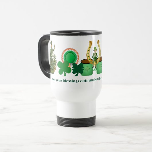 Lucky Irish Kleeblatts Segen St. Patricks Day Reisebecher (Vorderseite Links)
