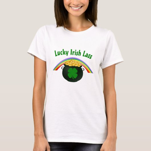 Lucky Irish Lass St Patrick's Day T-Shirt (Vorderseite)