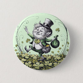 Lucky Irish Leprechaun Button