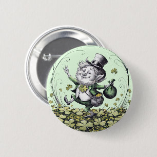 Lucky Irish Leprechaun Button