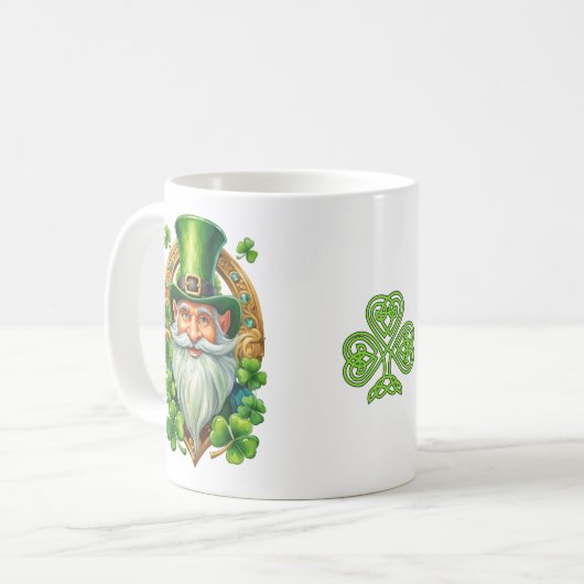 Lucky Irish Leprechaun Horseshoe and Clover Kaffeetasse (Vorderseite Links)