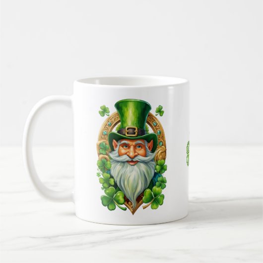 Lucky Irish Leprechaun Horseshoe and Clover Kaffeetasse (Links)