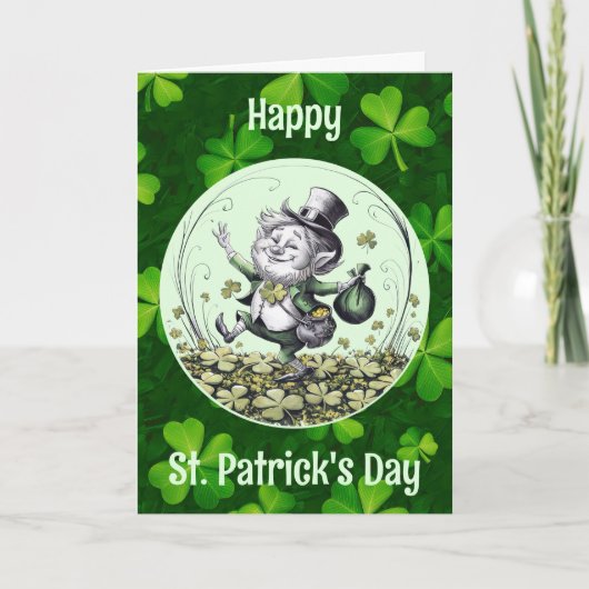 Lucky Irish Leprechaun Karte (Vorderseite)
