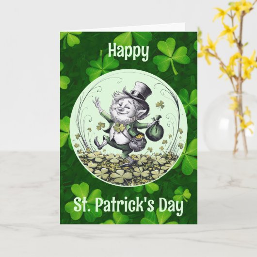 Lucky Irish Leprechaun Karte (Gelbe Blume)