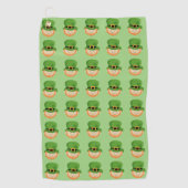 Lucky Irish Leprechaun mit Kleeblatt in seinem Hut Golfhandtuch (Vorderseite)