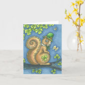 LUCKY IRISH LEPRECHAUN SQUIRREL NOTE CARD Blank Karte (Gelbe Blume)