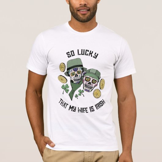 Lucky Irish Liebe Geschenk für Husband Sugar Skull T-Shirt (Vorderseite)