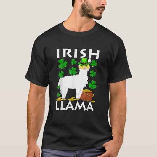 Lucky Irish Llama Kleeblatt St Patrick Day Animal T-Shirt (Vorderseite)