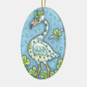 LUCKY IRISH POLKA DOT FLAMINGO ORNAval Oval Keramik Ornament (Links)