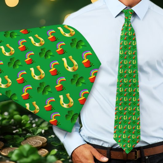 Lucky Irish Pot of Gold Horseshoe Krawatte