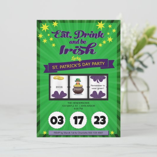 Lucky Irish St. Patrick's Day Party Einladung (Stehend Vorderseite)