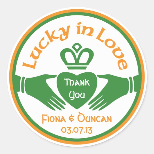 Lucky Irish St Patricks Day Wedding Vielen Dank Runder Aufkleber (Vorderseite)