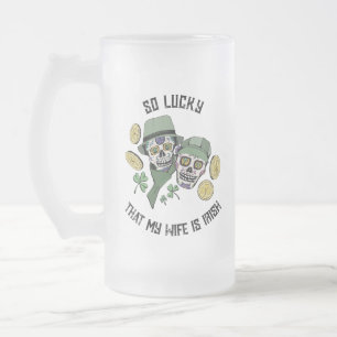 Lucky Irish Sugar Skulls St Patrick's Day Mattglas Bierglas