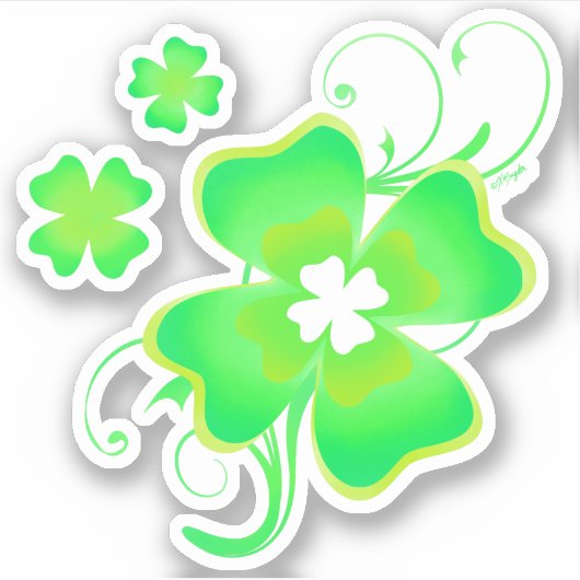 Lucky Irish Vierblättriges Kleeblatt Aufkleber (Vorderseite)