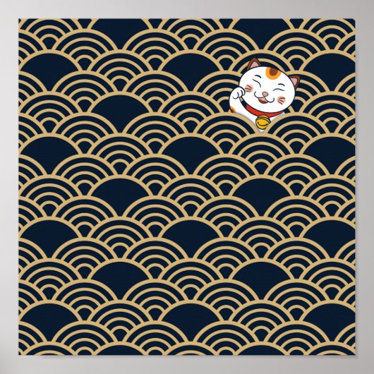 Lucky Japanisch Calico Cat | Maneki Neko Poster (Vorne)