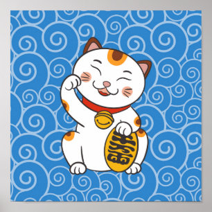 Lucky Japanisch Calico Cat Maneki Neko Poster