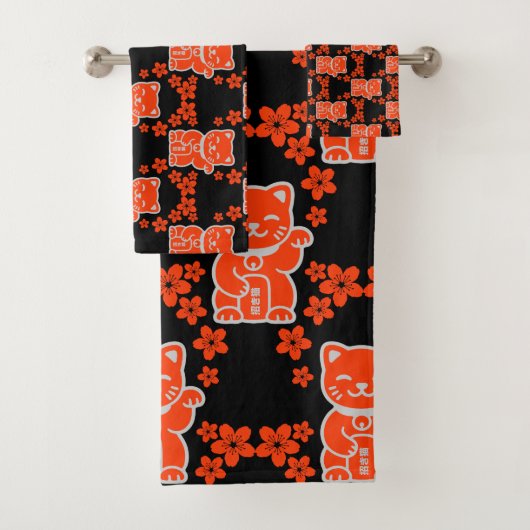 Lucky Japanisch Maneki-neko Badhandtuch Set (Insitu)