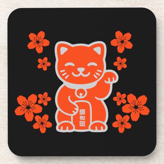 Lucky Japanisch Maneki-neko Getränkeuntersetzer (Vorderseite)
