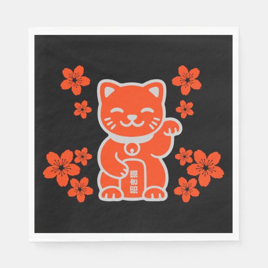 Lucky Japanisch Maneki-neko Serviette (Vorderseite)