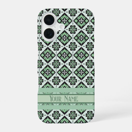 Lucky Kariert Clover Pattern iPhone 16 Hülle (Rückseite)