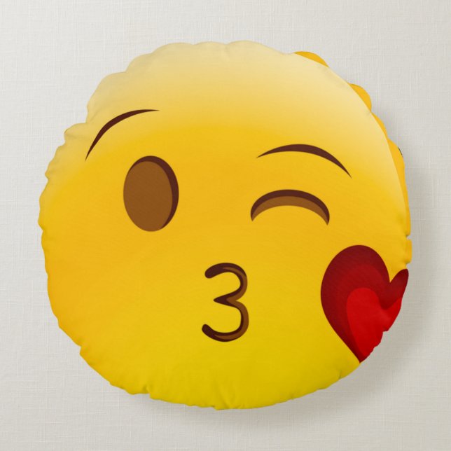 Lucky Kiss Emoji Rundes Kissen (Vorderseite)