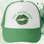 Lucky "Kiss Me I'm Irish" Green Glitzer Lip Print Truckerkappe