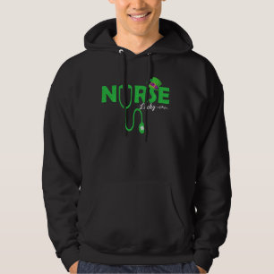 Lucky Klee Stethoscope heartbeat Nurse St Patric Hoodie