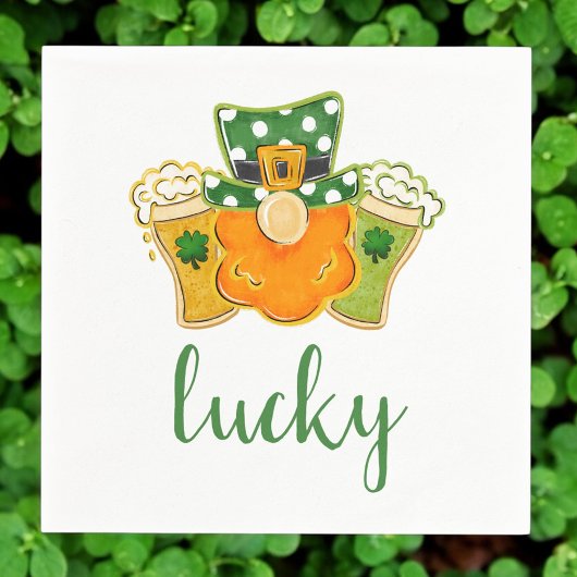 Lucky Kleeblatt Beers Leprechaun St Patrick's Part Serviette