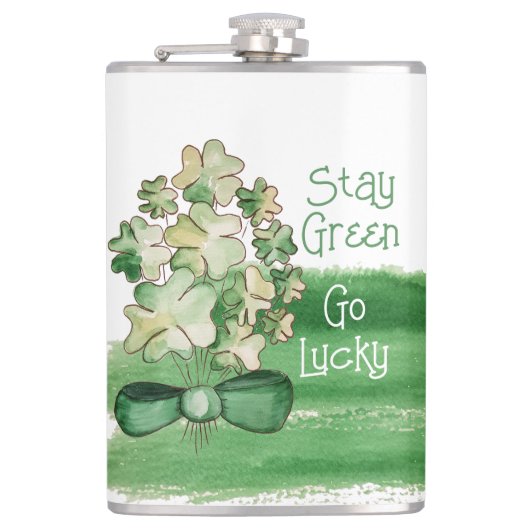 Lucky Kleeblatt Closing Wassercolor Flachmann (Vorderseite)