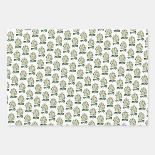 Lucky Kleeblatt Cloud Wasserfarbe Kunst Geschenkpapier Set (Vorderseite)