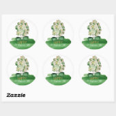 Lucky Kleeblatt Cloud Wasserfarbe Kunst Runder Aufkleber (Blatt)