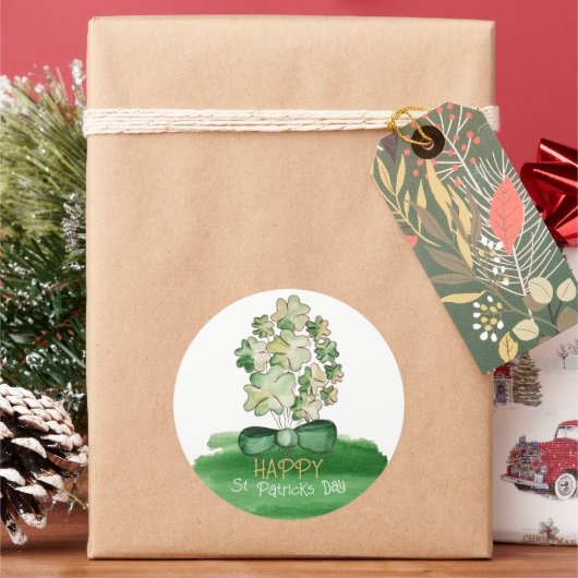 Lucky Kleeblatt Cloud Wasserfarbe Kunst Runder Aufkleber (Feiertag)