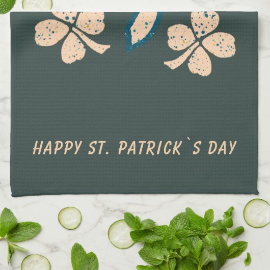 Lucky Kleeblatt Clover Happy St Patrick`s Day Geschirrtuch (Gefaltet)