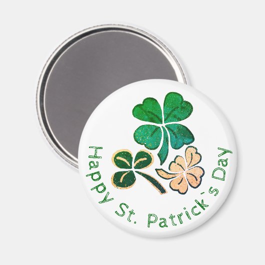 Lucky Kleeblatt Clover Happy St Patrick`s Day Magnet (Vorderseite/Rückseite)