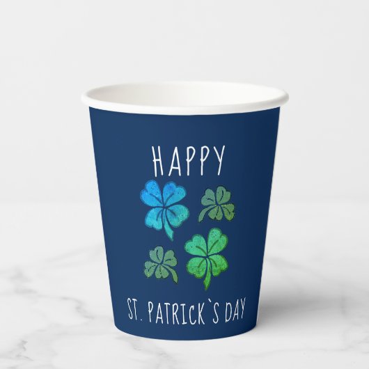 Lucky Kleeblatt Clover Happy St Patrick`s Day Pappbecher (Rückseite)