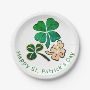 Lucky Kleeblatt Clover Happy St Patrick`s Day Pappteller