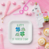 Lucky Kleeblatt Clover Happy St Patrick`s Day Pappteller (Party)