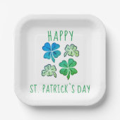 Lucky Kleeblatt Clover Happy St Patrick`s Day Pappteller (Vorderseite)
