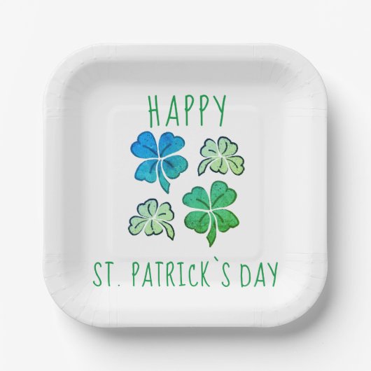 Lucky Kleeblatt Clover Happy St Patrick`s Day Pappteller (Vorderseite)