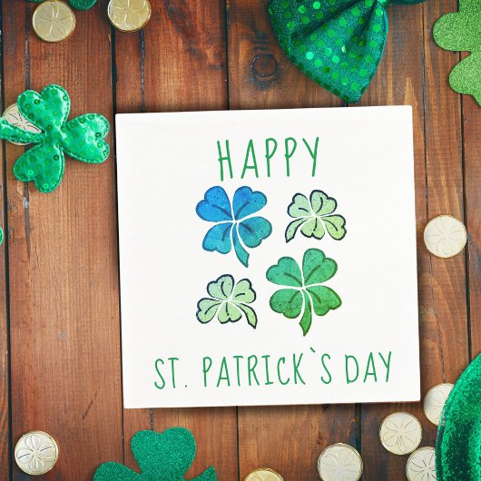 Lucky Kleeblatt Clover Happy St Patrick`s Day Serviette