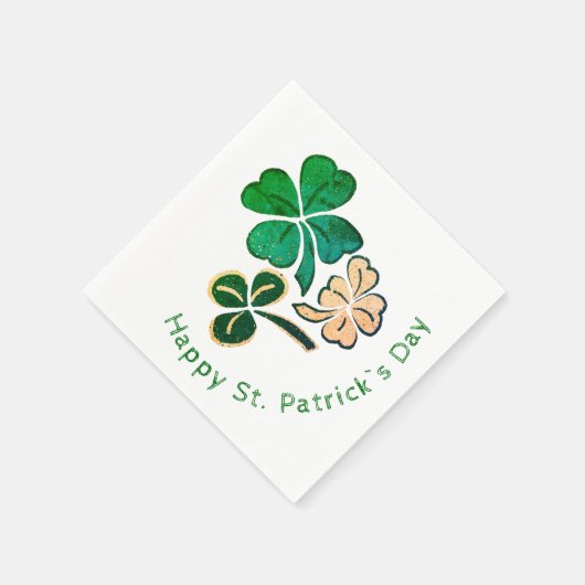 Lucky Kleeblatt Clover Happy St Patrick`s Day Serviette (Ecke)