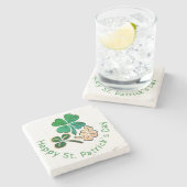 Lucky Kleeblatt Clover Happy St Patrick`s Day Steinuntersetzer (Seitenansicht)