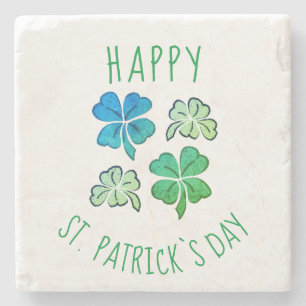 Lucky Kleeblatt Clover Happy St Patrick`s Day Ston Steinuntersetzer