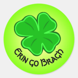 Lucky Kleeblatt Erin Go Bragh Kurvour Text Runder Aufkleber